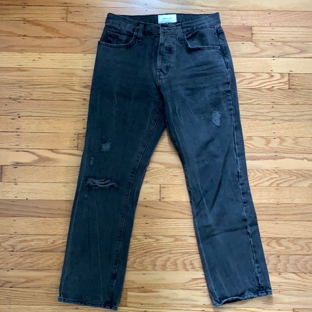 Current / Elliott black distressed cropped jeans